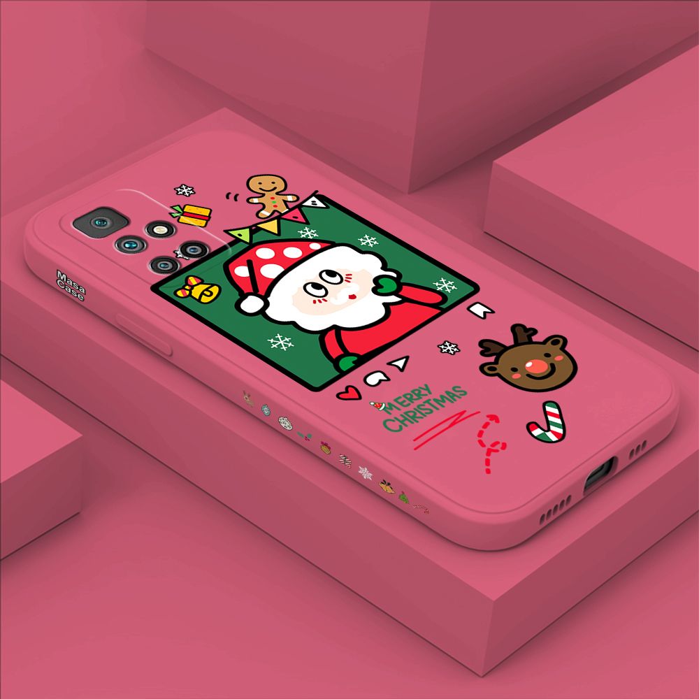 ZeroQiQi for Redmi 10 Case Santa Claus Christmas Gifts Side Printing Cases Soft Liquid Silicone Phone Cover