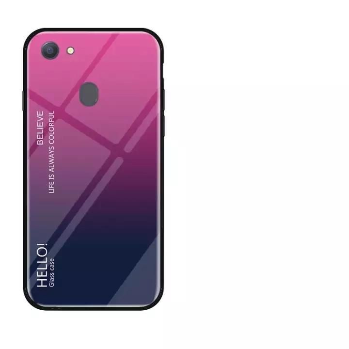 Gradient Color Tempered Glass Casing Protective Case Back Cover Soft TPU Bumper Case For OPPO F5 / OPPO  A73 Case