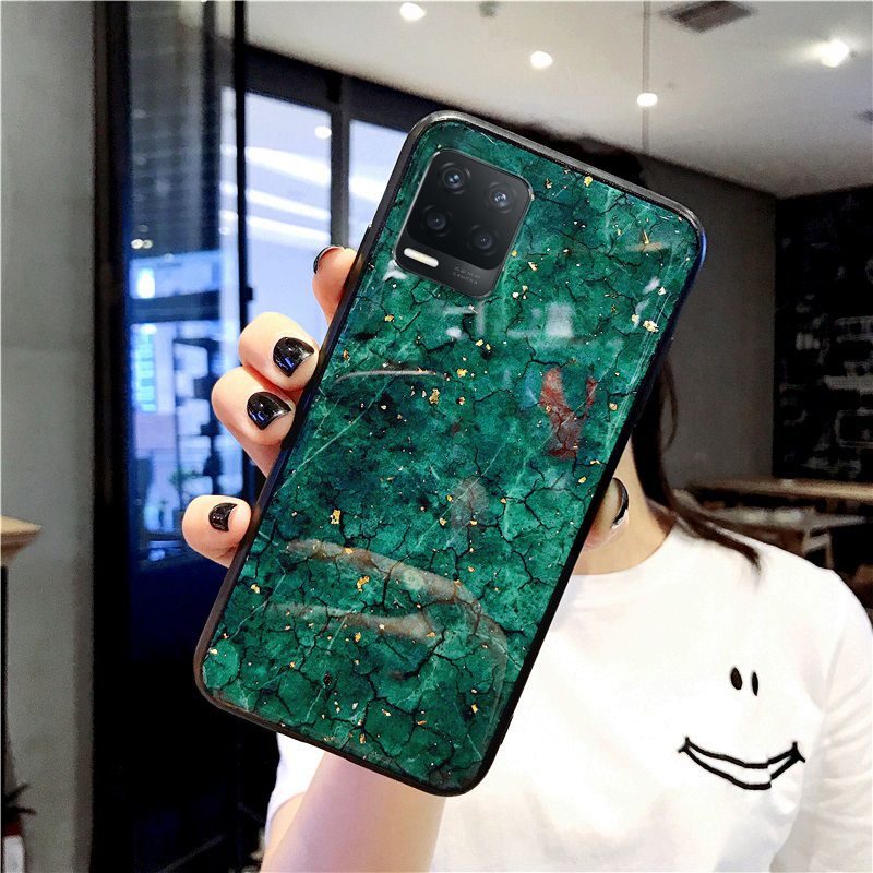 For Realme 8 Case Marble Agate Jade Purple Green Design Soft Silicone Protector Realme 8 Back Cover