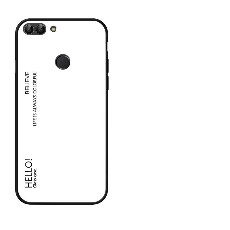 Gradient Color Tempered Glass Casing Protective Case Back Cover Soft TPU Bumper Case For Huawei P smart / Huawei Enjoy 7S Case