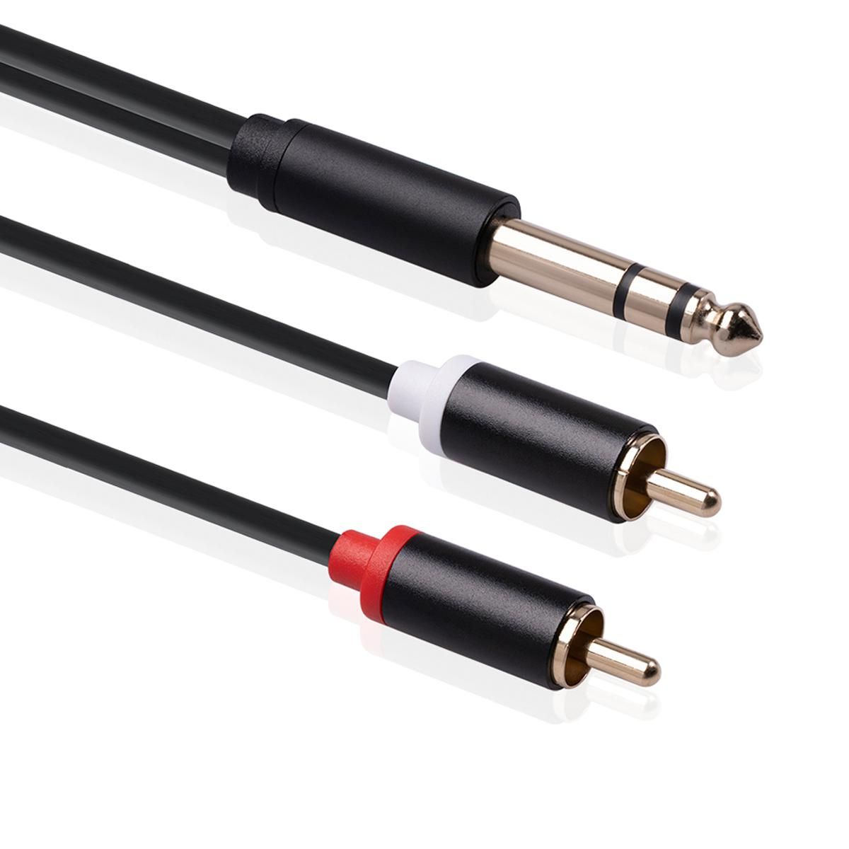Aluminium Alloy Housing Abs 6.35 Male To Double RCA Audio Cable 3685 Gold Plated Plugs