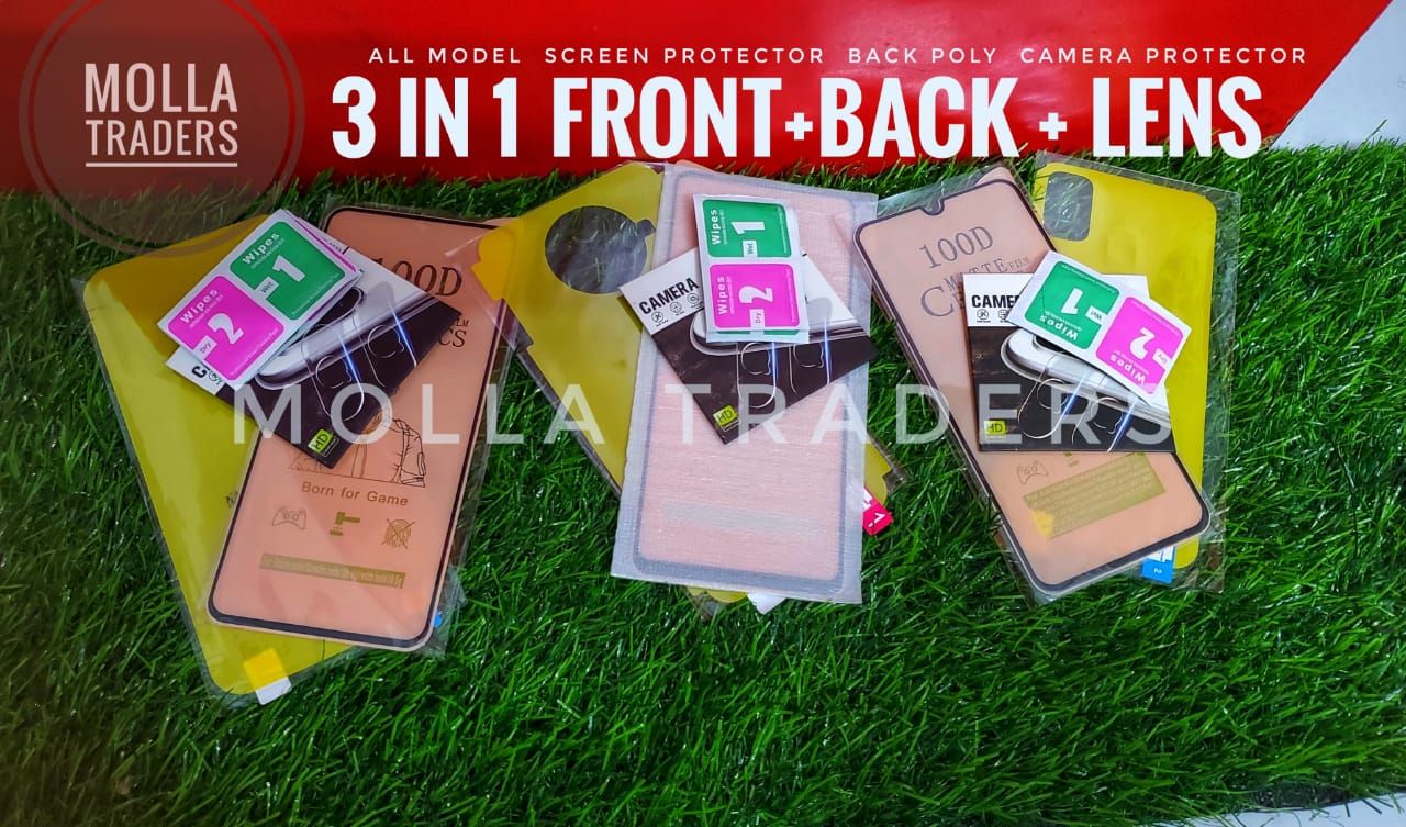 for Xiaomi Redmi 7A Combo Pack 3 in 1 (Screen Protector, Camera Protector  & Back Transparent Poly)