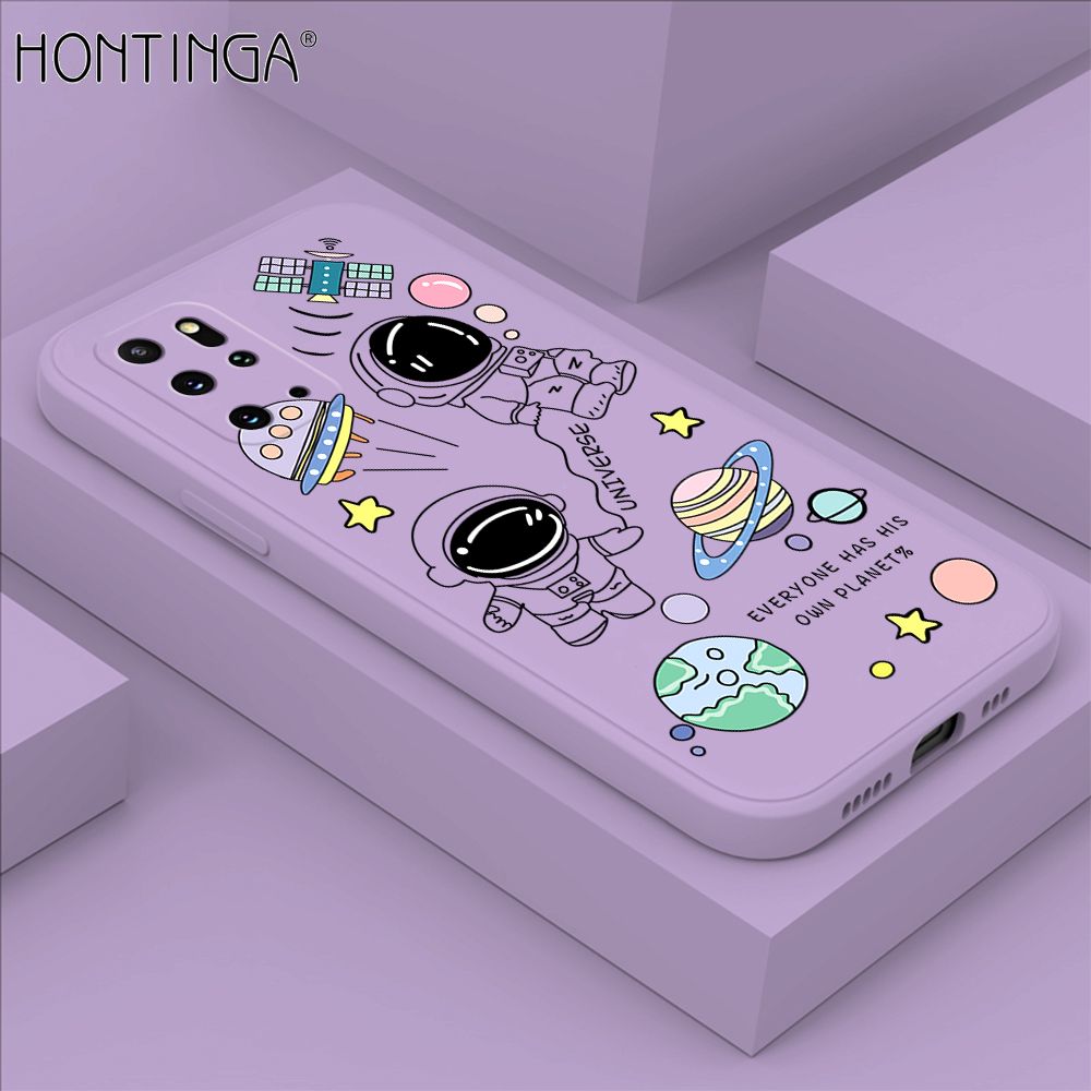 Hontinga for Samsung Galaxy S20 Plus Case Fashion Earth Planet Astronaut Phone Case Soft Square Edge Silicone Cases Full Lens Cover Shockproof Protection Cover