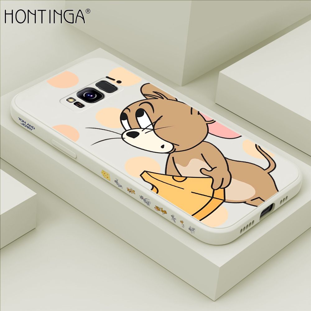 Hontinga for Samsung S8 Case Side Design Cute Cartoon Mouse Back Cover Soft Square Edge Pattern Liquid Silicone Trend Phone Cases