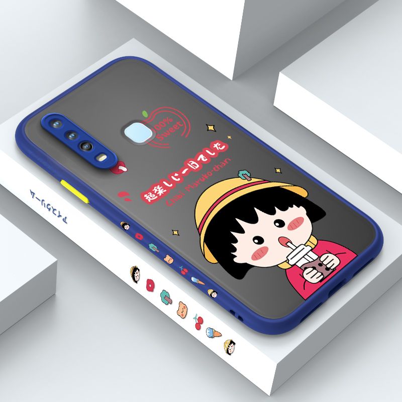 ZeroQiQi for Vivo Y12 Case Chibi Maruko Side Printing Cover Frosted Ultra Thin Protective Anti Fall Phone Case