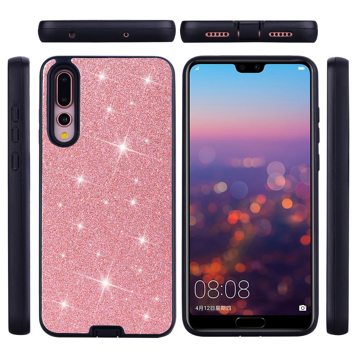 Yfashion For HUAWEI P20 Pro/P20 Plus Luxury tter Sparkle Bling Case  PC Silicone Faux Leather Dual Layer Armor Protective Phone Cover