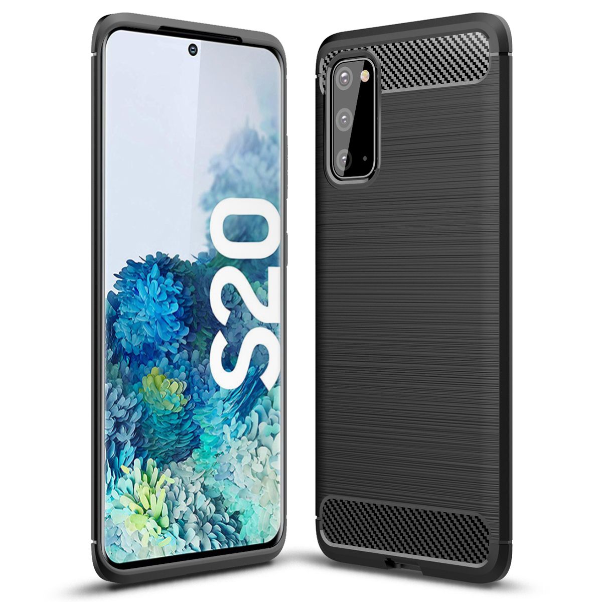 For Samsung Galaxy S20 Case Carbon Fiber TPU Shockproof Soft Silicone Phone Cover