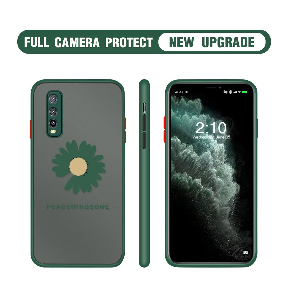 Hontinga for Y51S Y70S Y70T Case Daisy Flower Cover Camera Shockproof Protection Case Edge Frosted Transparent Phone Cover