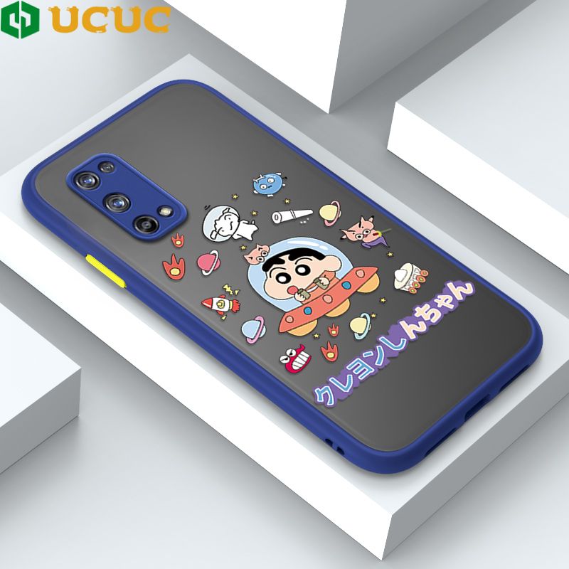 UCUC for Realme X7 Pro Back Cover Spaceship Shinchan Frosted Transparent Hard Phone Case Thin Shockproof Full Cover Camera Protect Case