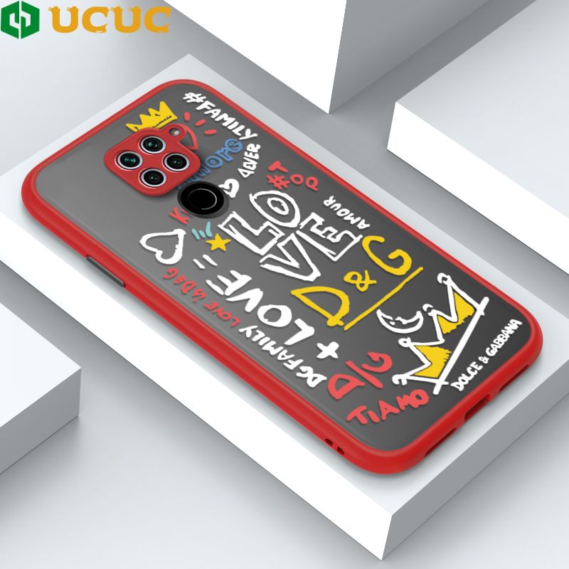UCUC for Redmi Note 9 Back Cover LOVE Graffiti Frosted Transparent Hard Phone Case Thin Shockproof Full Cover Camera Protect Case
