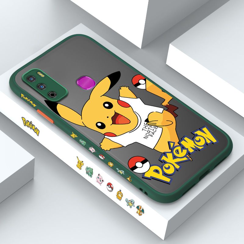 ZeroQiQi for Infinix Hot 9 Play Case White Clothes Pikachu Side Printing Cover Frosted Ultra Thin Protective Anti Fall Phone Case