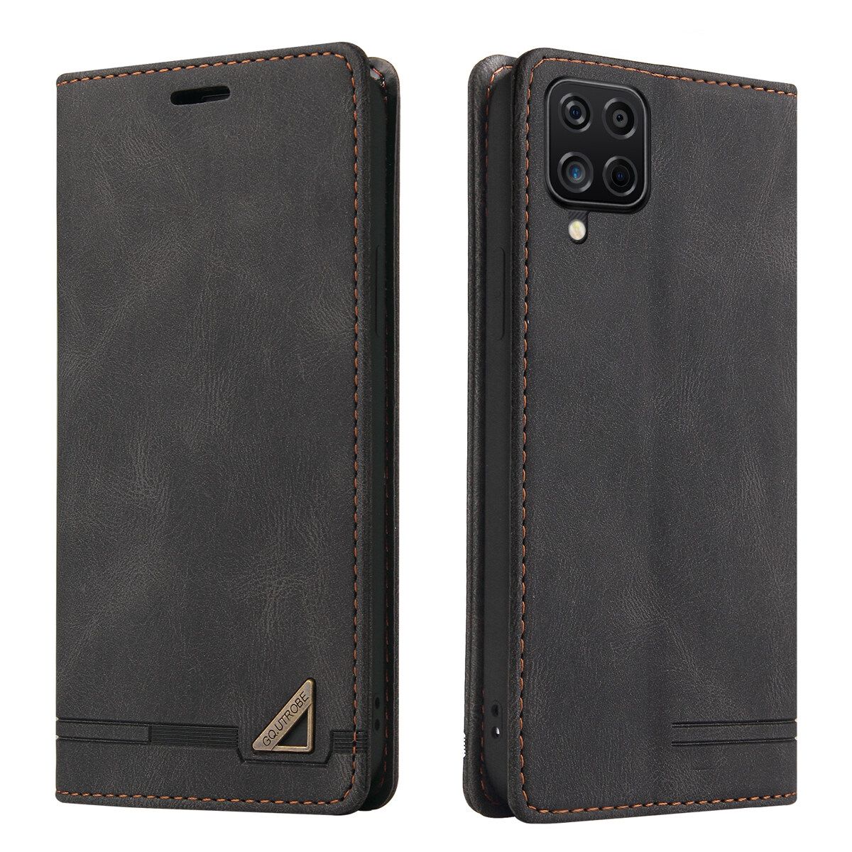 For Samsung Galaxy A12 Retro Anti-theft Brush Wallet Foldable Built-in Card Slot and Magnetic Closure Protective Case