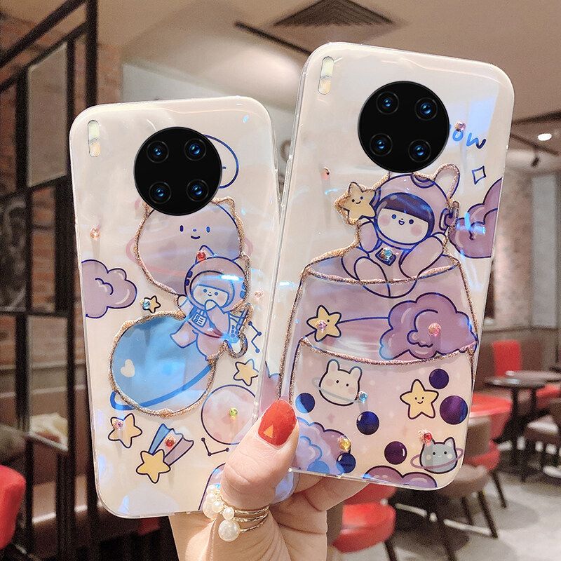 Case For Huawei Nova 8i Back Cover Soft Blue-Ray Bling Glitter Balloon Cup Girl Silicone Cases Cover for Huawei Nova 8i cover