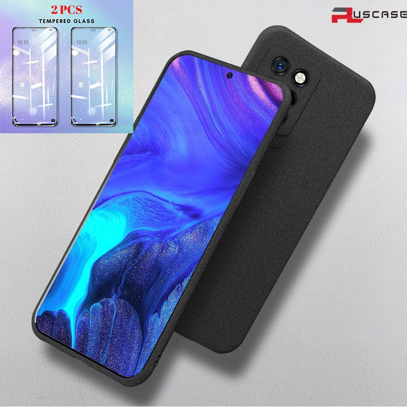 (2Pcs Free Tempered Glass) PlusCase for Note 10 Pro Soft Sandstone Case Quicksand Back Cover and Screen Protector Film