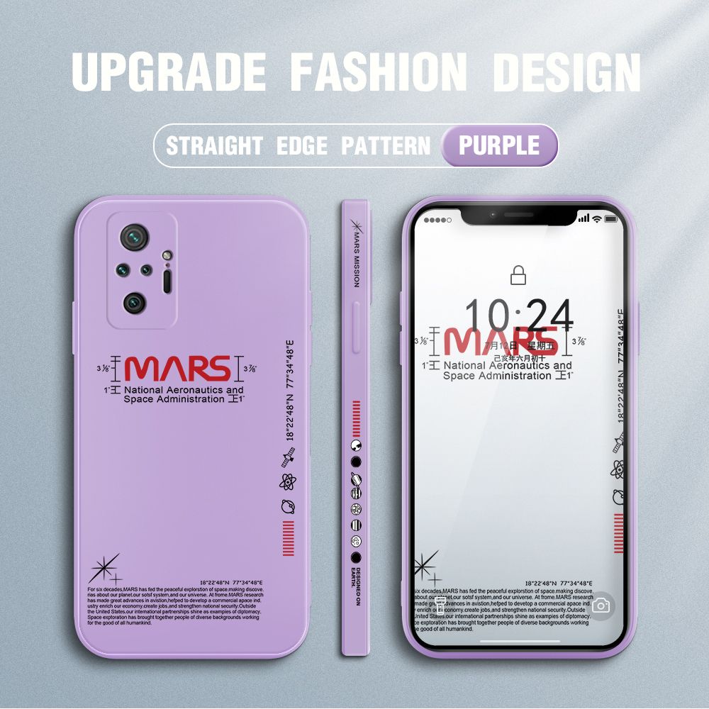 Jizetin for Xiaomi Redmi Note 10 Pro / Note 10 Pro Max Case New NASA Design Side Design Phone Case Square Edge Pattern Liquid Silicone Cases Full Cover Camera Soft Protection Case