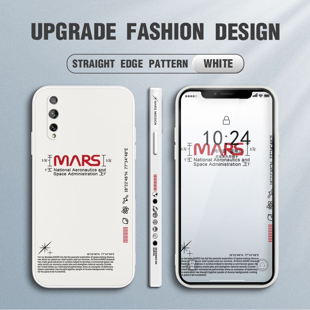 Jizetin for Huawei Y8P Case New NASA Design Side Design Phone Case Square Edge Pattern Liquid Silicone Cases Full Cover Camera Soft Protection Case