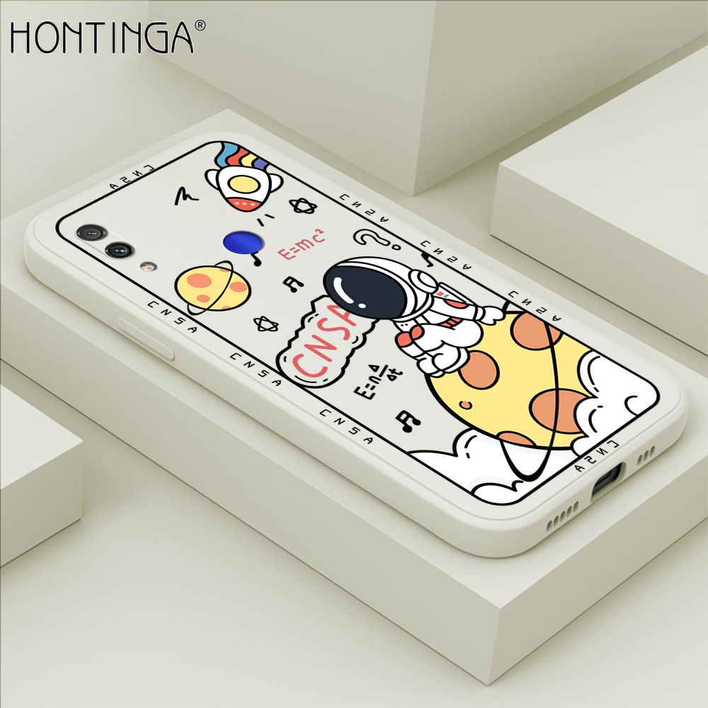 Hontinga for Redmi Note7 Pro Case Cartoon Astronauts Phone Case Phone Case Soft Square Edge Silicone Cases Full Lens Cover Shockproof Protection Cover