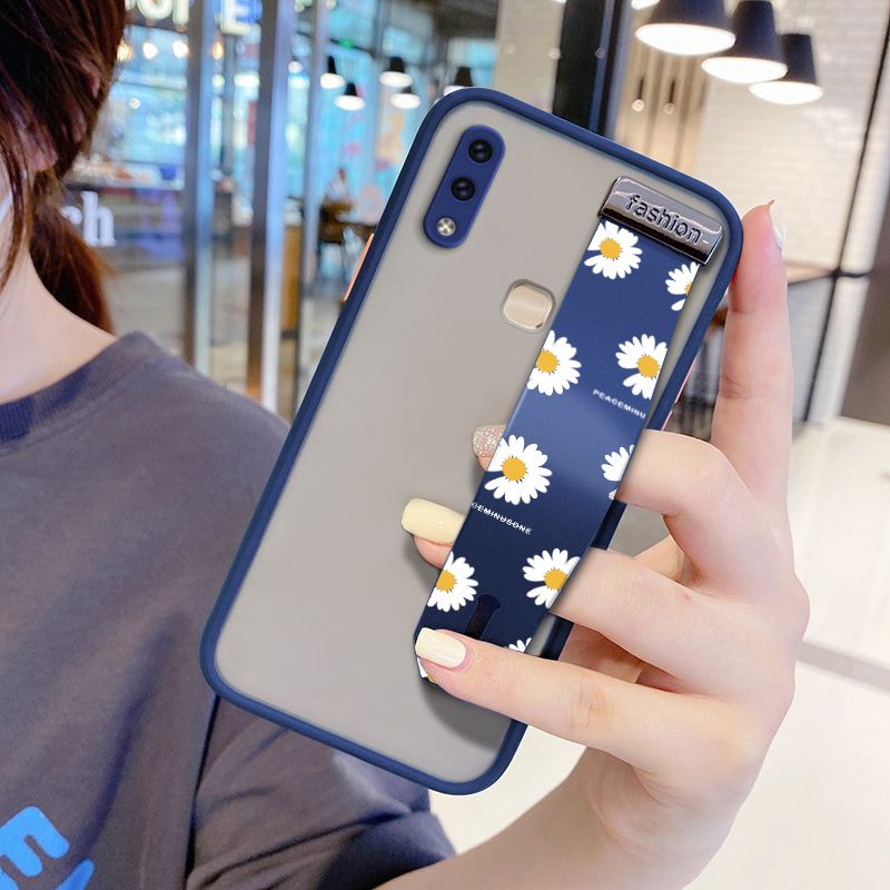 UCUC for Vivo Y85 Wrist Strap Case INS Style Small Fresh Daisies Wristband Printing Cover Shockproof Frosted Phone Case
