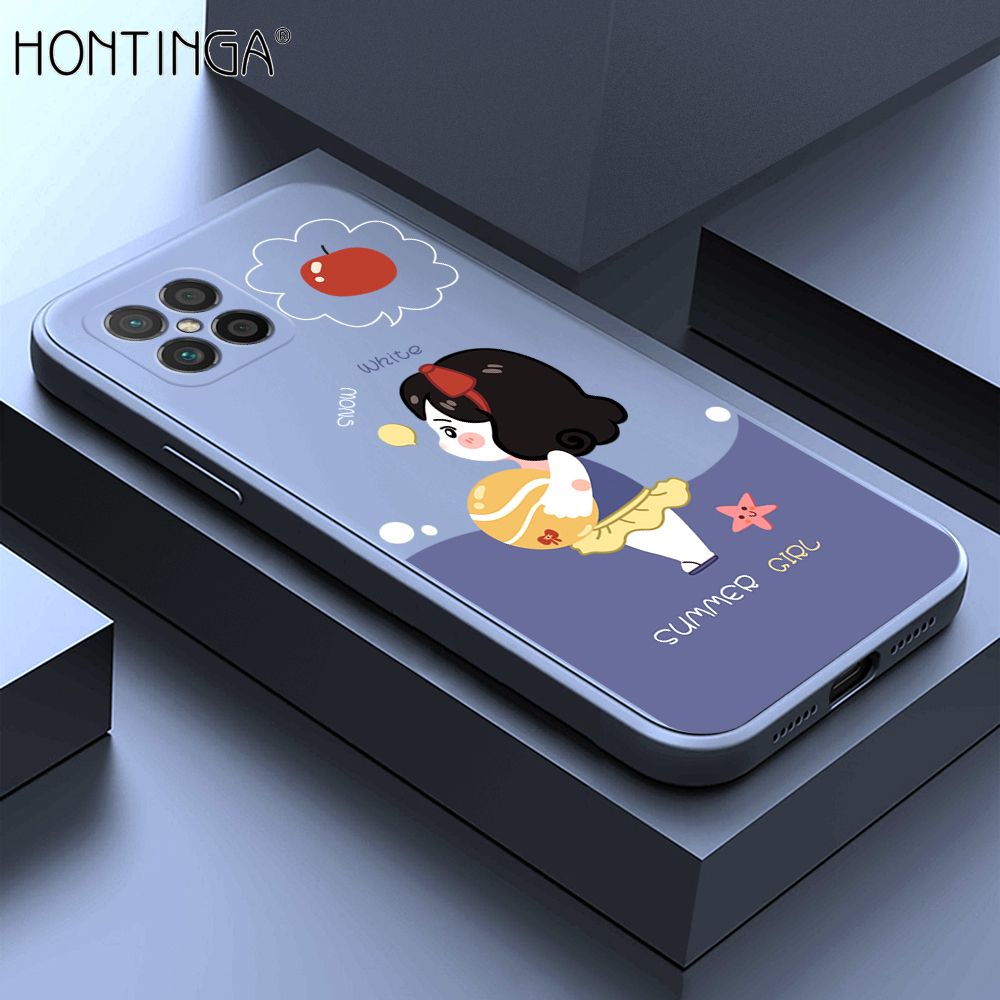 Hontinga for Huawei Nova 8 SE Case Cute Cartoon Girl Phone Case Phone Case Soft Square Edge Silicone Cases Full Lens Cover Shockproof Protection Cover