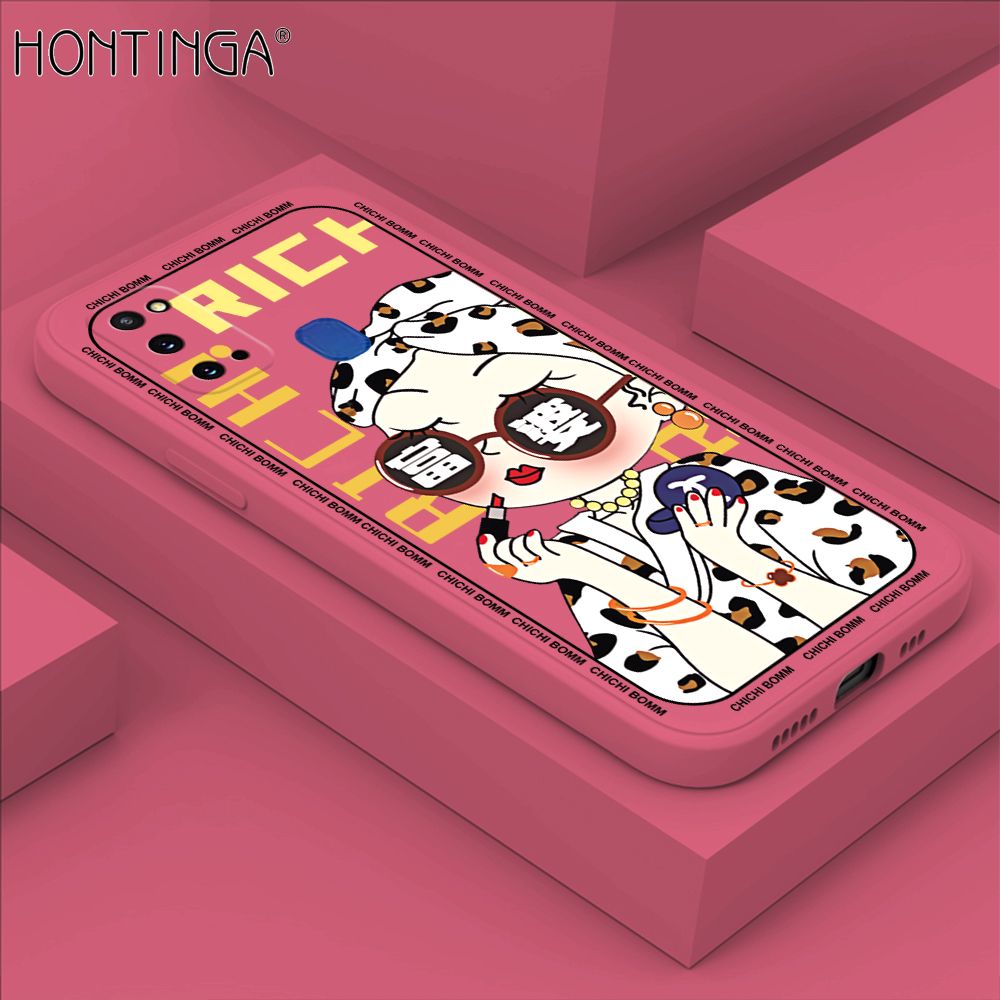 Hontinga for Samsung M31 Case Fashion Sunglasses Rich Girl Phone Case Phone Case Soft Square Edge Silicone Cases Full Lens Cover Shockproof Protection Cover