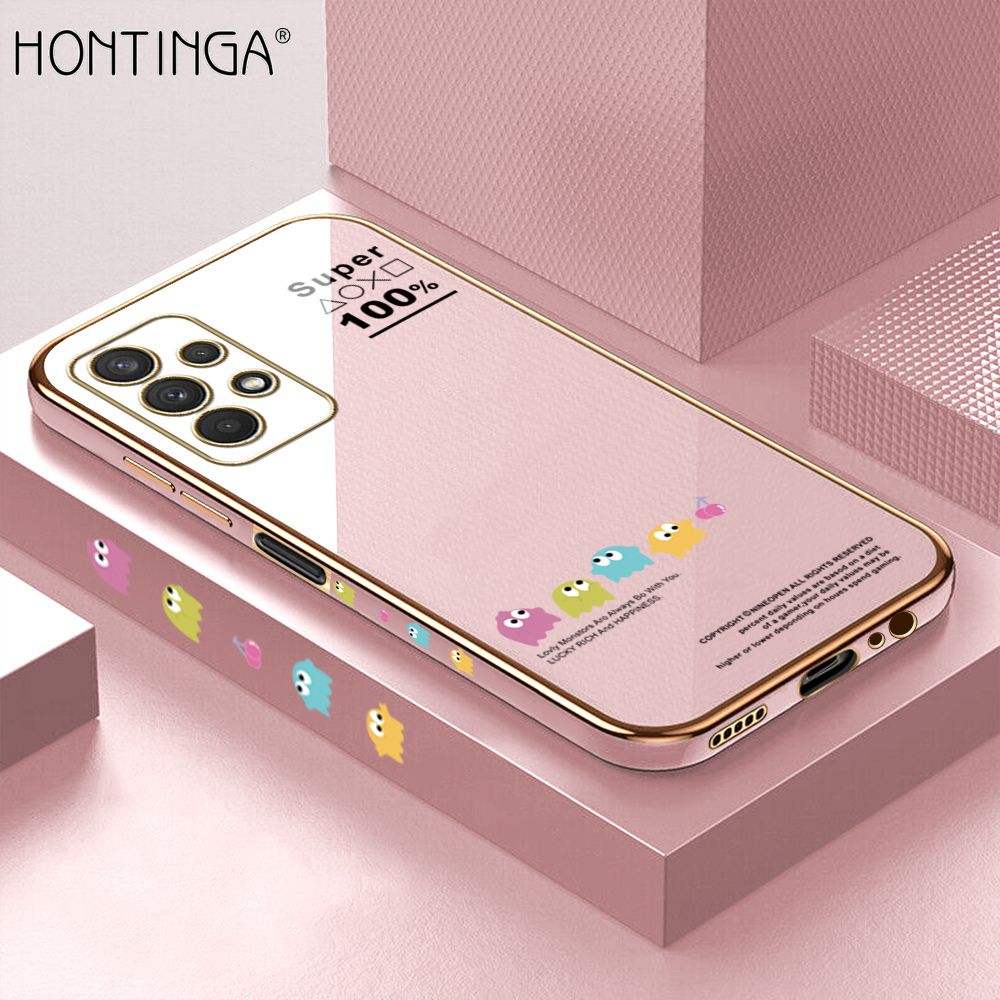 Hontinga for Samsung A32 5G Back Cover Luxury 6D Plating Cute Game Mobs Side Pattern Case Soft Silicone Square Phone Cases