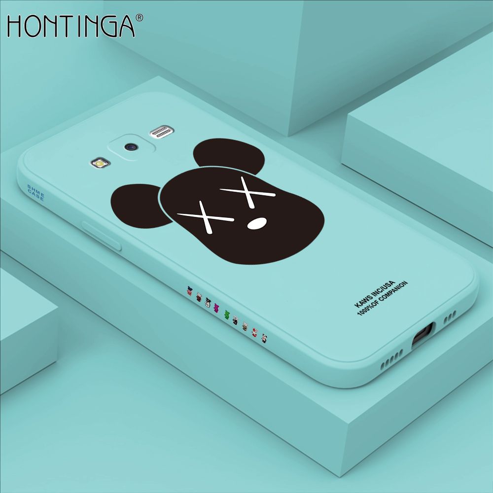 Hontinga for Samsung Galaxy J7 2015 / J7 Core Case Side Design Violent Bear Head Back Cover Soft Square Edge Pattern Liquid Silicone Trend Phone Cases