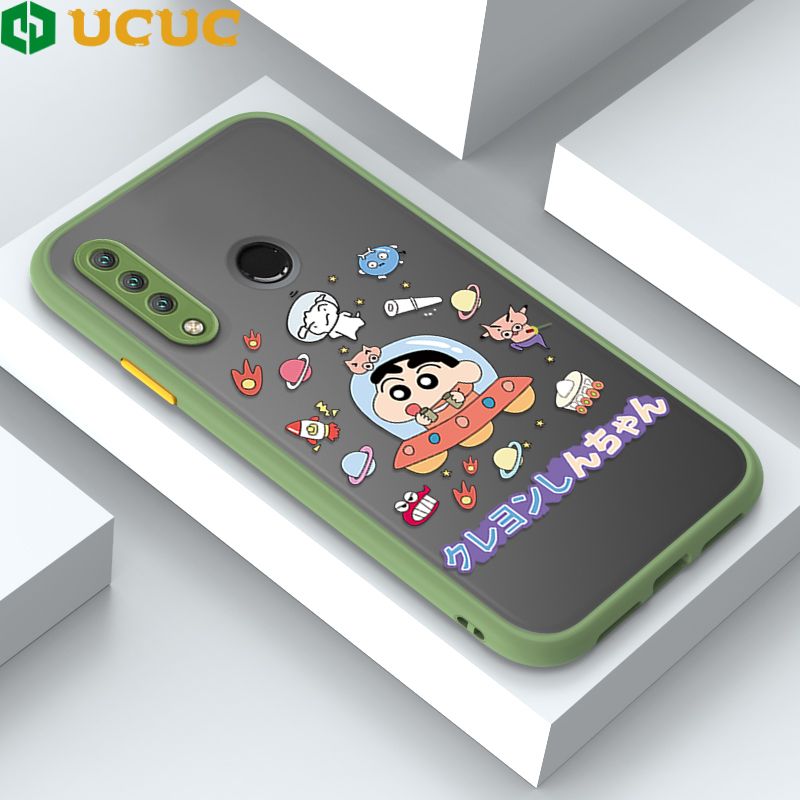 UCUC for Huawei P30 Lite / Nova 4E Back Cover Spaceship Shinchan Frosted Transparent Hard Phone Case Thin Shockproof Full Cover Camera Protect Case