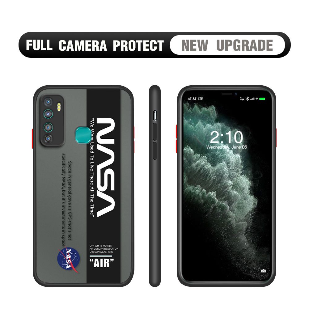 Hontinga for Infinix Hot 9 Case Astronaut Space Logo Cases Edge Frosted Transparent Phone Cover