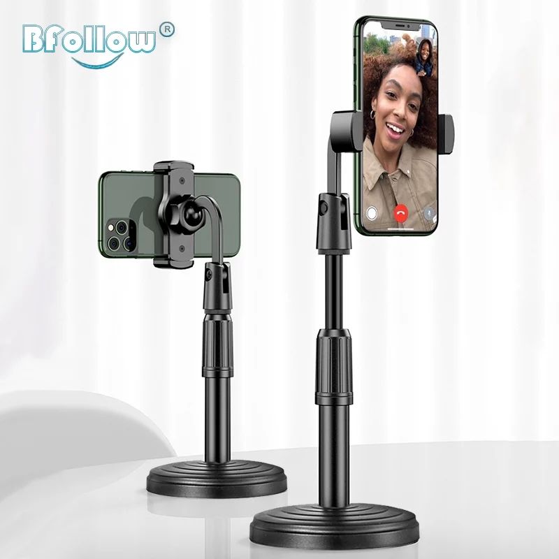 Desktop Mobile Phone Holder Stand 360 Rotate for Live Streaming Shoot YouTube TikTok Video Round Base Smartphone - Phone Stand