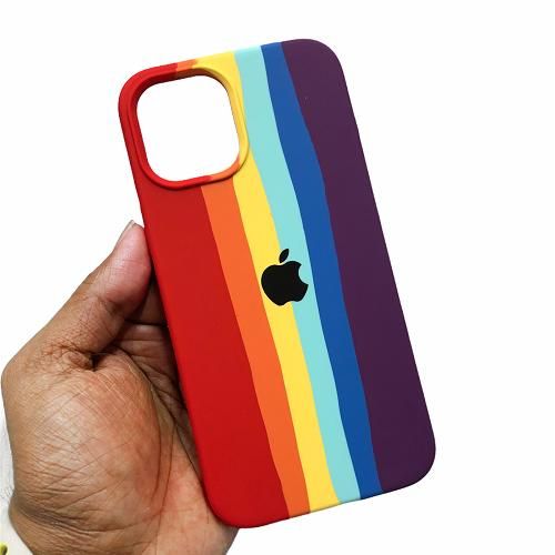 Fashion Luxury Rainbow Phone Case For IPhone 13 Pro Max | Soft Liquid Silicone Phone Back Cover Full Protection Shockproof Soft Protective Colorful Back Cover