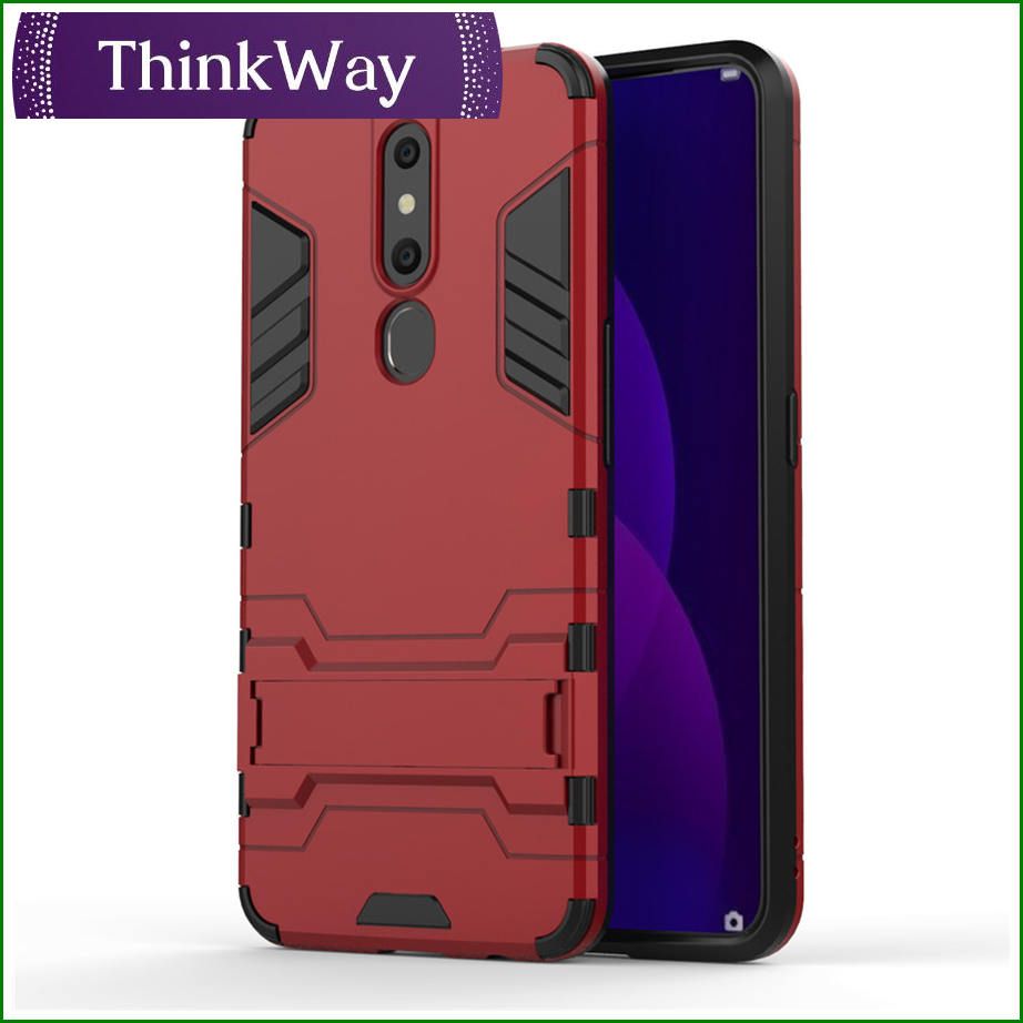 Dual Layer Shock-Absorption TPU +PC Hybrid Heavy Duty Armor Protective Stand Case Cover For OPPO K3/Realme X & OPPO A1K/Realme C2