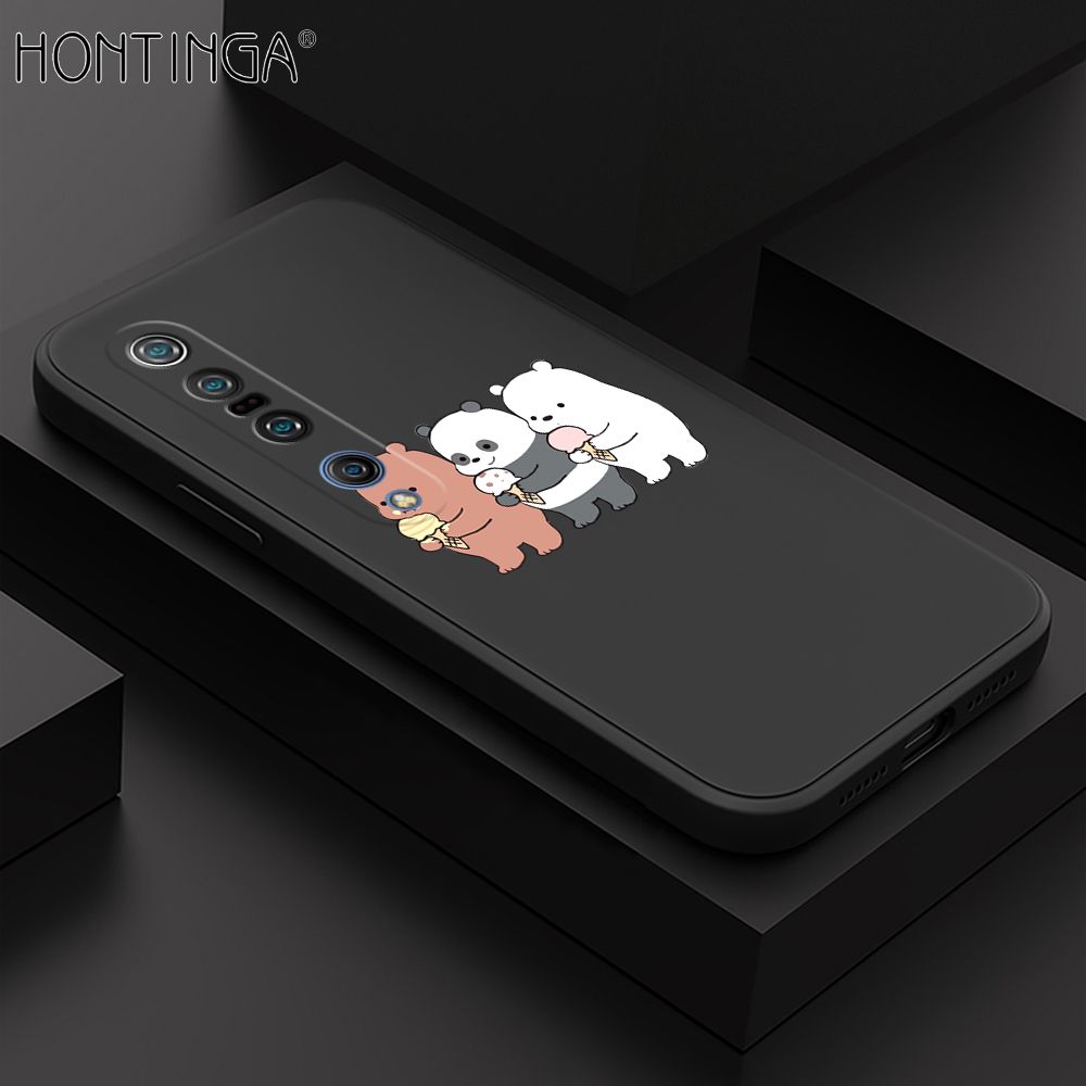 Hontinga for Xiaomi Mi 10 Pro Case Cute Cartoon Bear  Phone Case Soft Square Edge Silicone Cases Full Lens Cover Shockproof Protection Cover