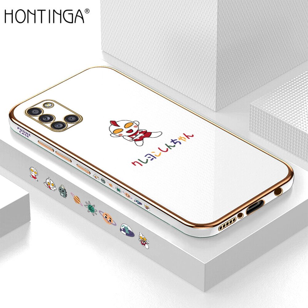 Hontinga for Samsung A31 Case Luxury 6D Plating Cartoon Anime Hero Side Pattern Soft Back Cover Silicone Square Phone Cases