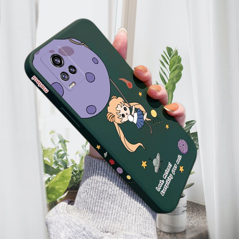 AMORVOR for Vivo V20/V20 2021 Back Cover Lovely Sailor Moon Side design Soft Case Liquid Silicone Phone Cases