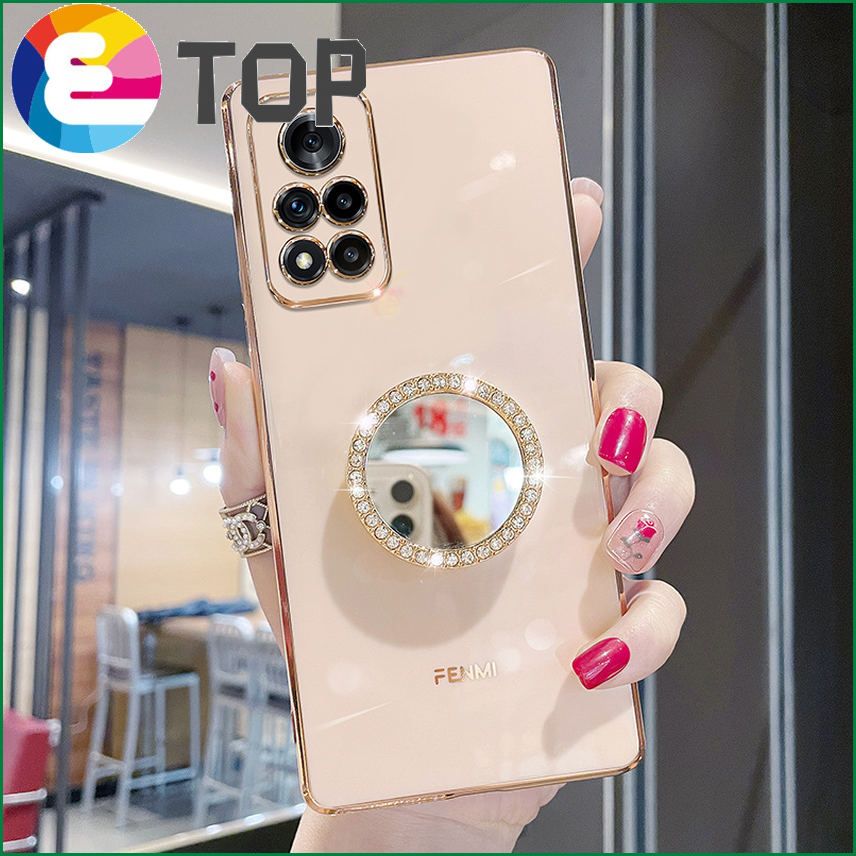 Suitable for glory v40 mobile phone shell makeup mirror bracket Huawei glory v40 light luxury version soft shell silicone new trend