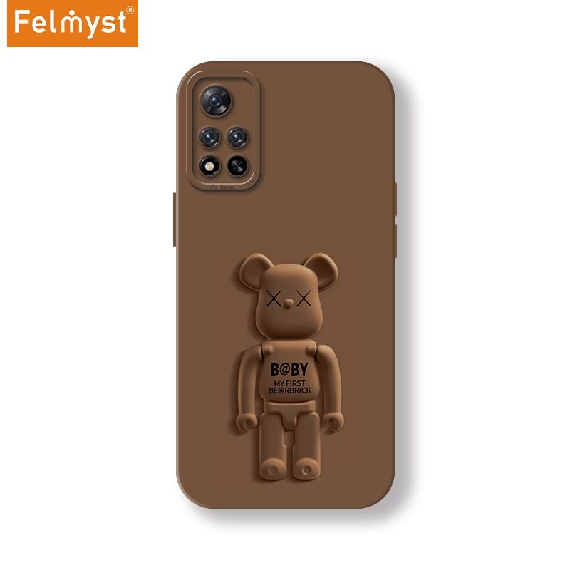 Bearbrick For Xiaomi Redmi Note 11 Pro 5G Back Mobile Phone Holder Case XX Be@rbrick Simple Luxury Mens Girls Liquid Silicone Protect Lens Shockproof Full Soft Cover