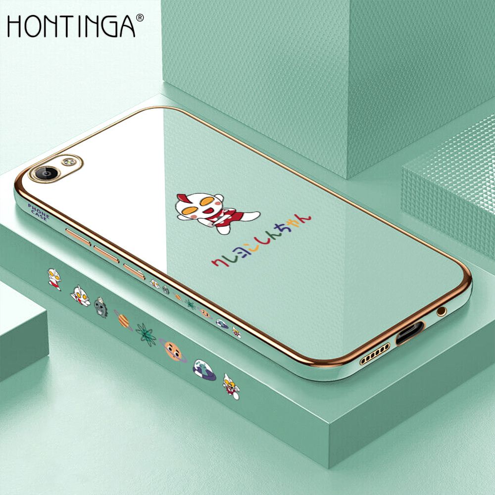 Hontinga for Vivo Y65 Case Luxury 6D Plating Soft Casing Silicone Square Frame Phone Cover Shiny Bling Side Print Cartoon Childhood Memories Cases