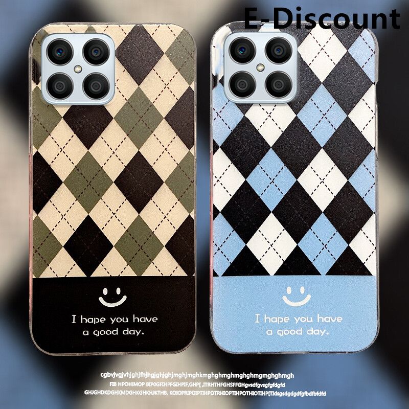 Phone Case Honor X8 Back Cover Cartoon Rhombus Pattern TPU Soft Fashion Shockproof Case Casing For Honor X8 Silicone Couple Cover
