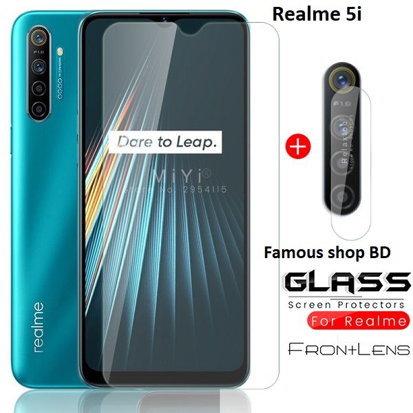 Realme 5i (2-in-1)( camera protector + Front Tempered glass protective )=2pcs
