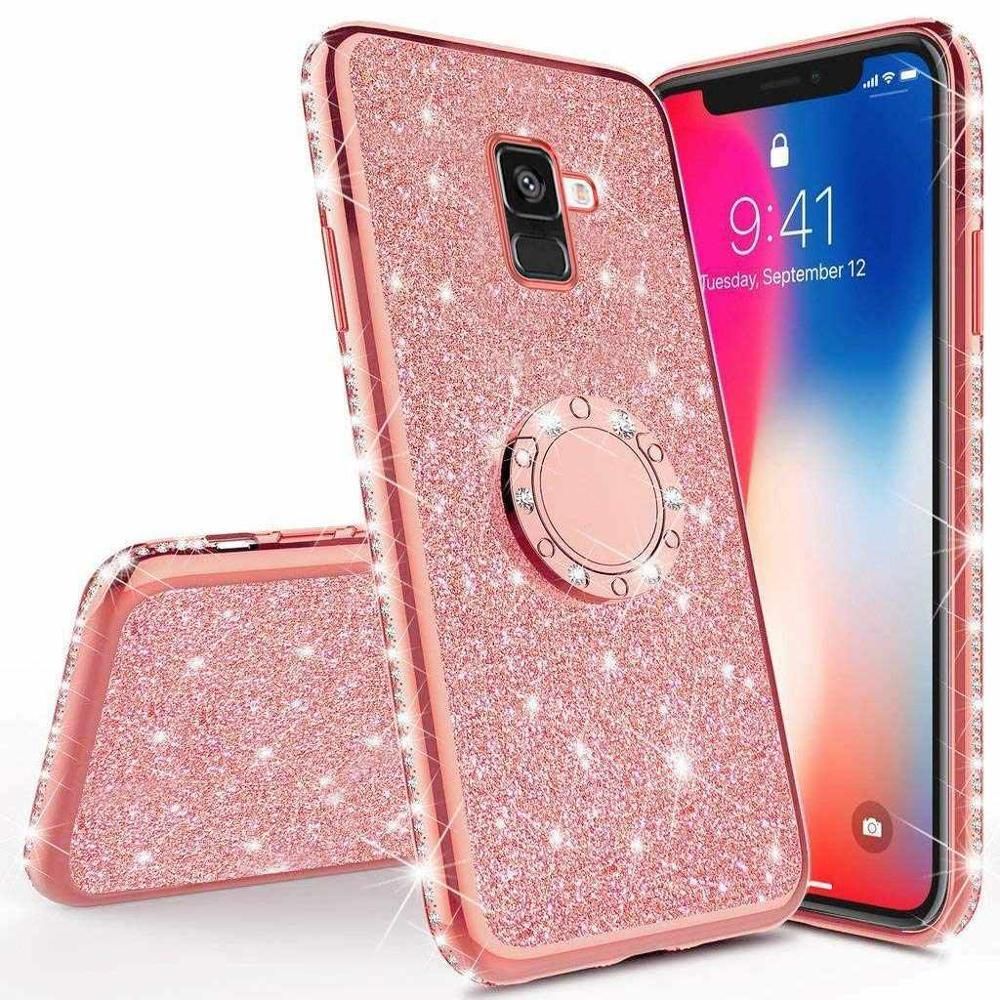 For Samsung Galaxy A6 Plus  Shiny Diamond Soft TPU Case For Galaxy A6  A600F With Ring Holder