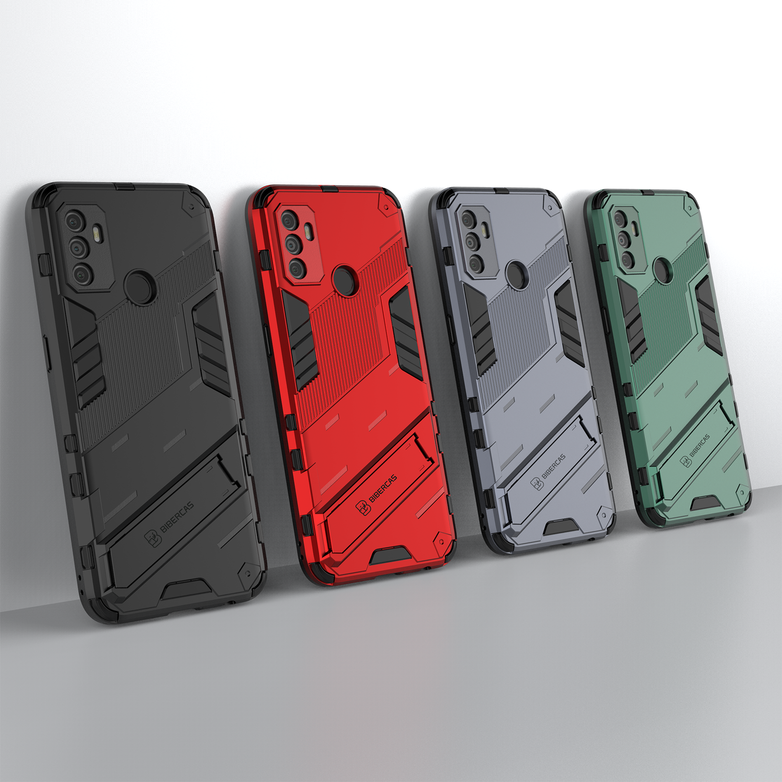 For OPPO A53 4G Slim Hard PC TPU Bumper Hybrid Anti-fall Protective Cover with Stand Function