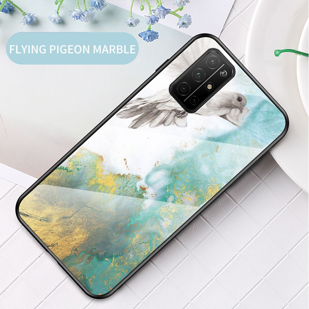 Case for Honor 30S Tempered Glass Protective Layer on the Back and TPU Bumper Anti+shock Shock Absorption Protective Cover