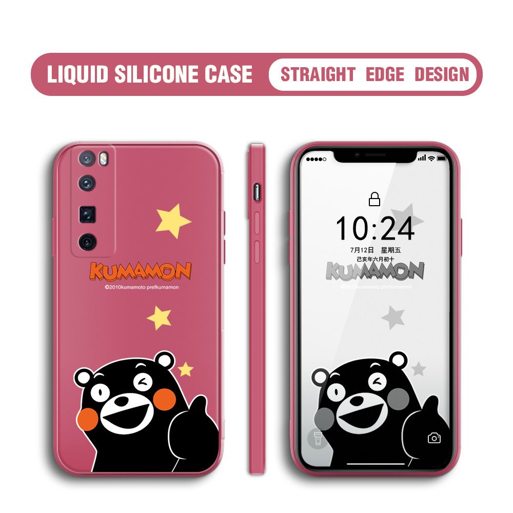 BILI for Huawei Nova 7 Pro Back Cover Black Bear Multicolor Liquid Silicone Phone Case Soft Square Lens Protection Phone Cases