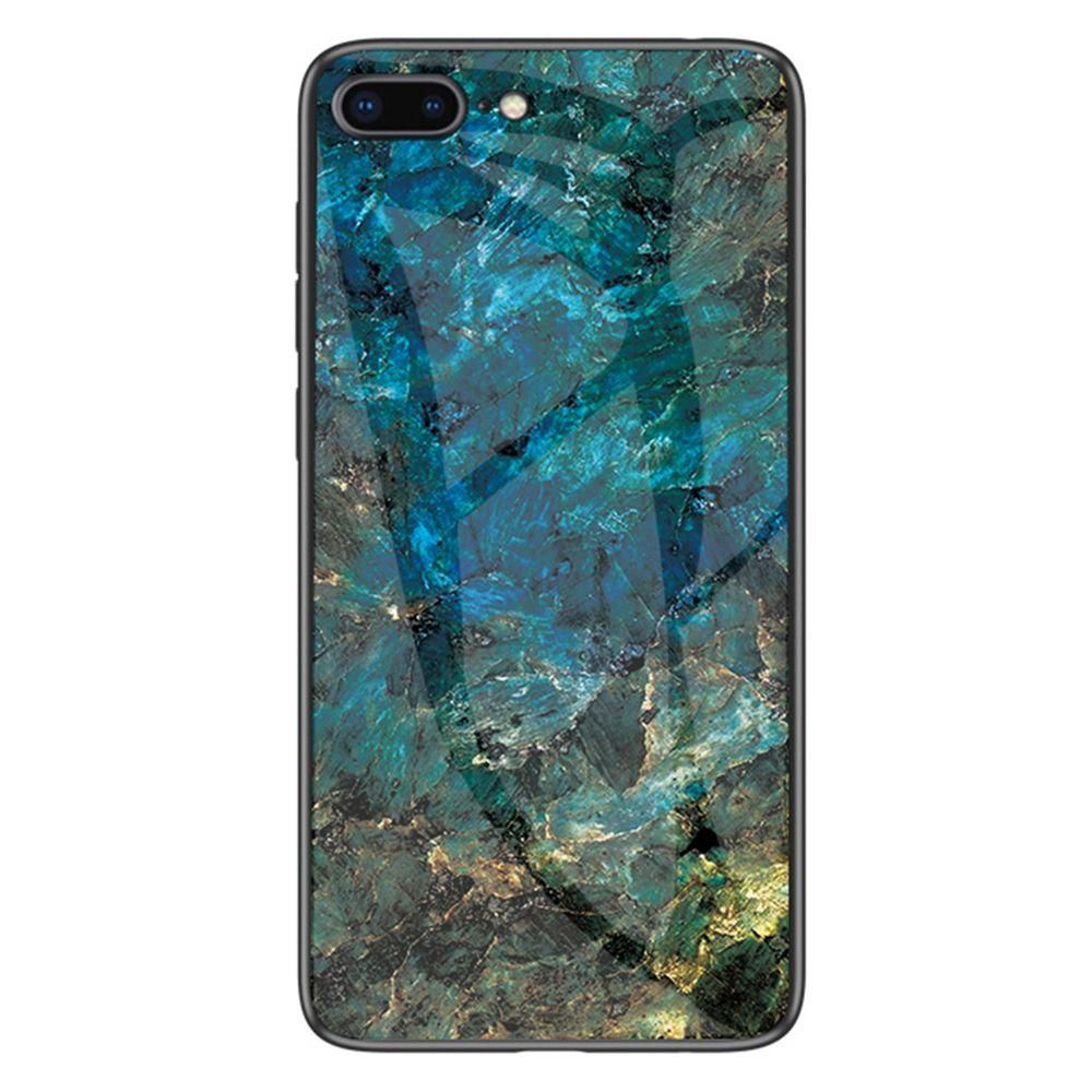 Case for iPhone 7 Plus + 8 Plus Tempered Glass Protective Layer on the Back and TPU Bumper Anti+shock Shock Absorption Protective Cover