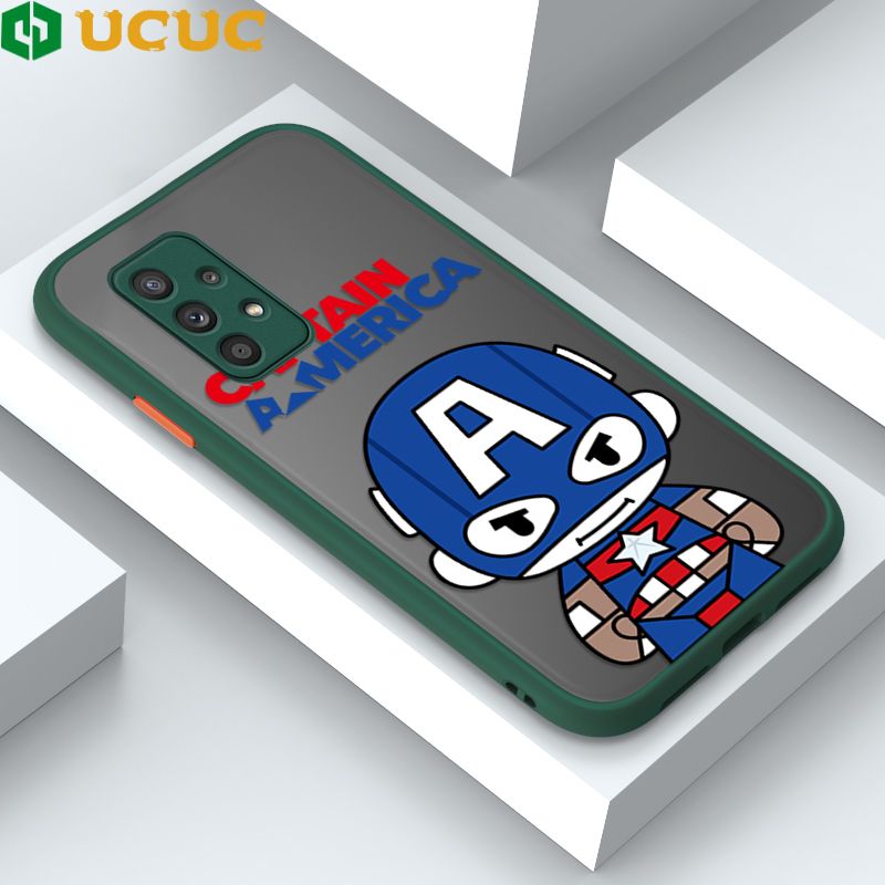 UCUC for Samsung Galaxy A52S 5G / A52 / A52 5G Back Cover Captain America Frosted Transparent Hard Phone Case Thin Shockproof Full Cover Camera Protect Case