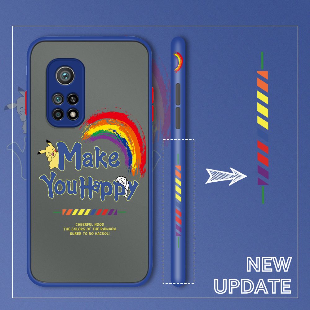 UCUC for Xiaomi 10T / 10T Pro Back Cover Rainbow Pikachu Side Printed Design Phone Case Ultra Thin Frosted Cover Shockproof Phone Cover
