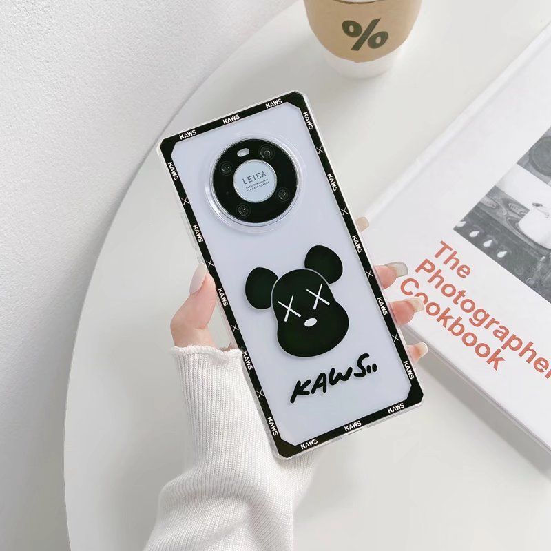Olige Case For OPPO A54 A53 A33 A15 A15s A52 A92 A92s A9 A5 A31 F17 19 Pro Reno 6 5 Pro 4SE F9 Pro F11 Trend KAWS Bear Shockproof Camera Protection Couple Soft Phone Case