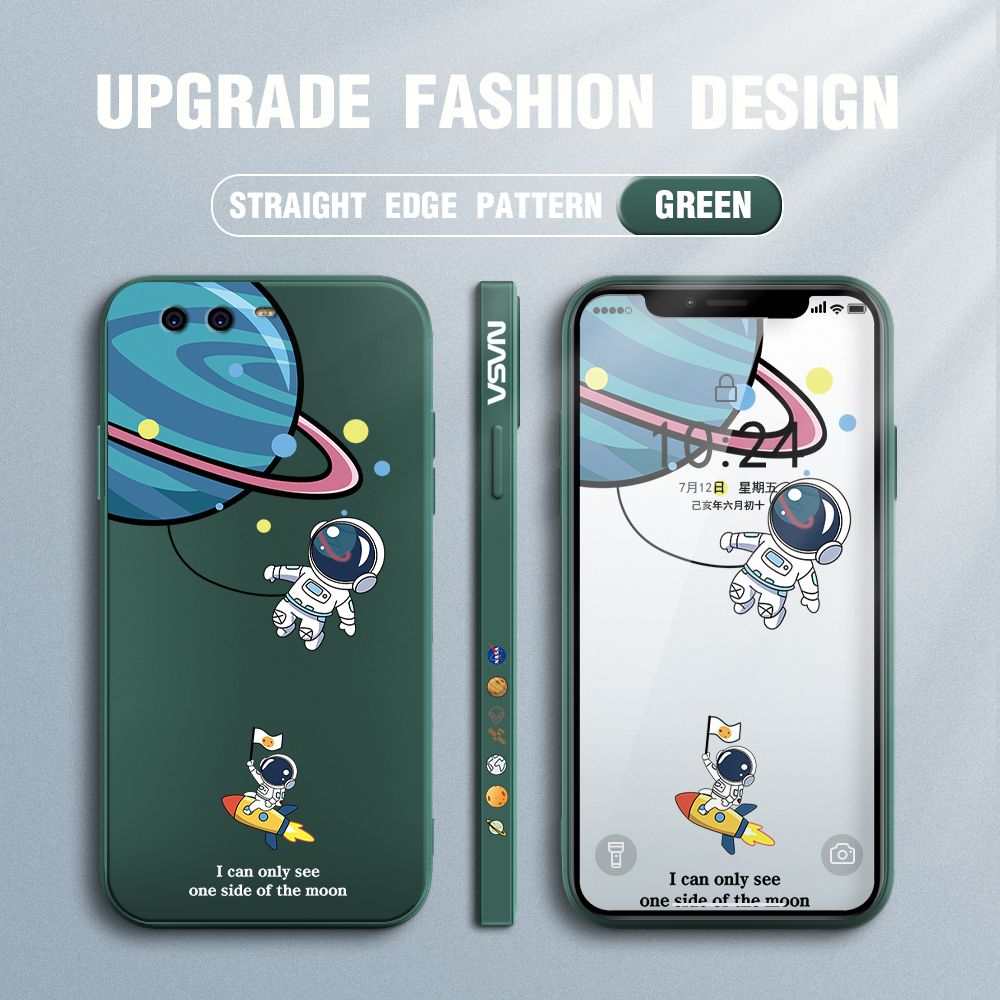 FHKL for Huawei P10 Plus Back Cover Cartoon Astronaut Side design Soft Case Multicolor Liquid Silicone Phone Cases