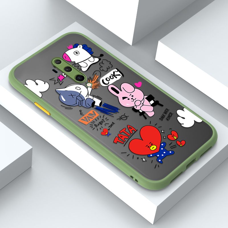Jizetin for OnePlus 7T Pro Cover BTS Animation Image Soft Edge Frosted Transparent Phone Case