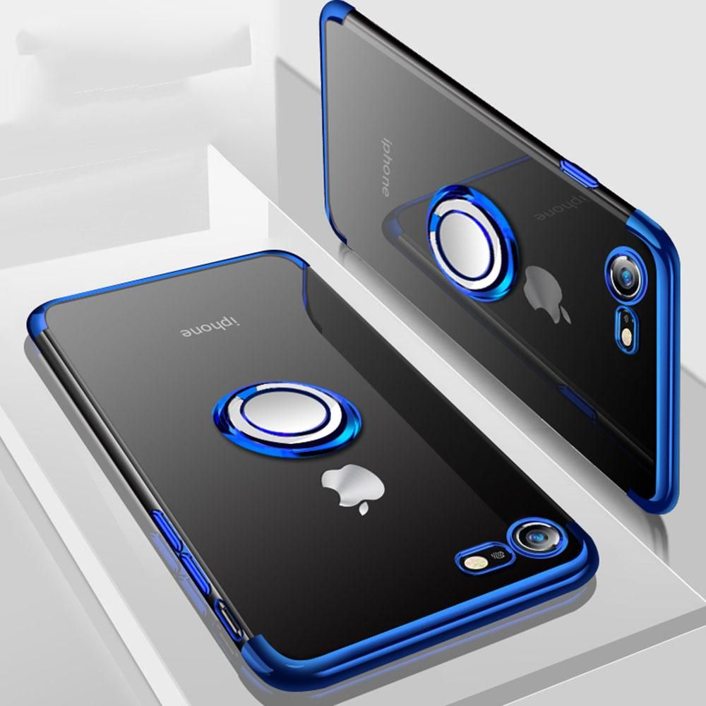 360° Rotating Ring Grip Holder Kickstand Soft TPU Slim Cover case for iPhone 8 Plus